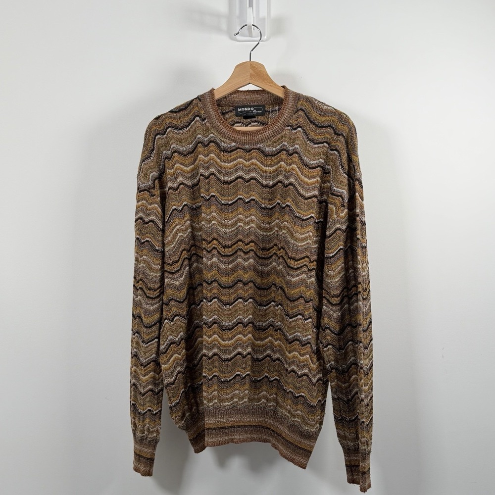 VTG Mondo di Marco Knit Sweater Mens XL/54 Textured Abstract Pattern Italy 90s